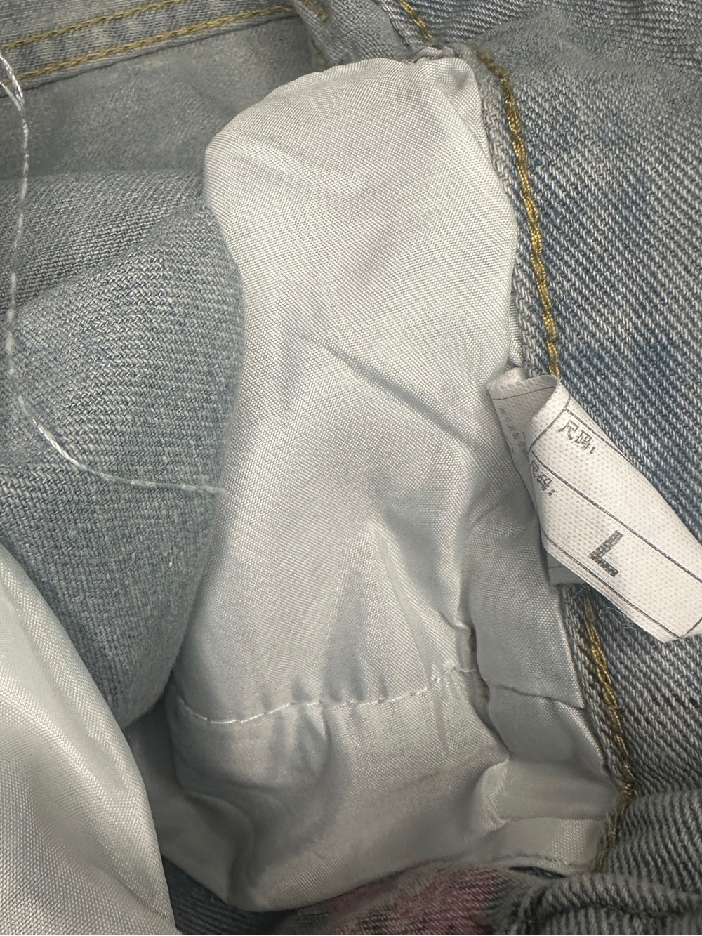 Pink Floral Denim Mini Skirt on Light Blue Wash - Picture 2 of 3